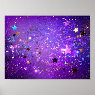 Starry Confetti Imitate Glitzer Lila Hintergrund Poster