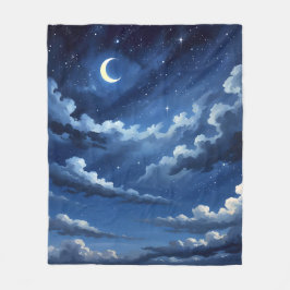 Starry Crescent Sky Fleecedecke