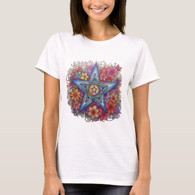 Starry Floral Radiance T-Shirt (Vorderseite)