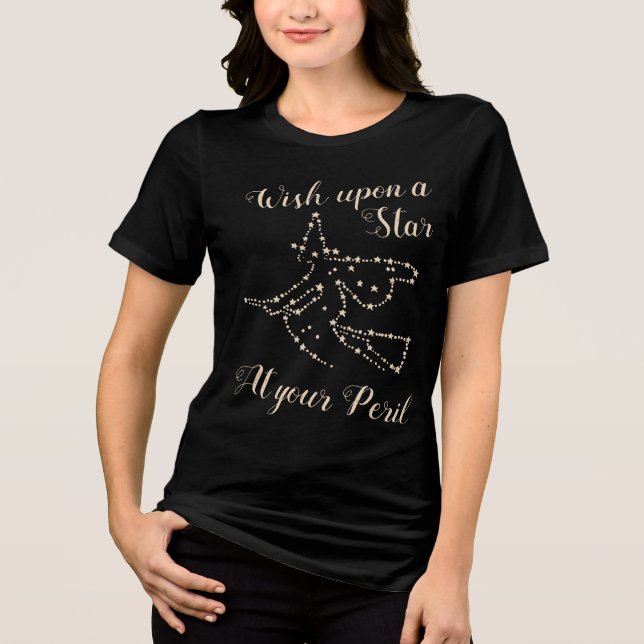 Starry Flying Hexe | Elegant Halloween Tri-Blend Shirt (Vorderseite)