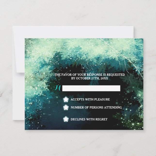 Starry Forest Inspirational Wedding RSVP Karte (Vorderseite)