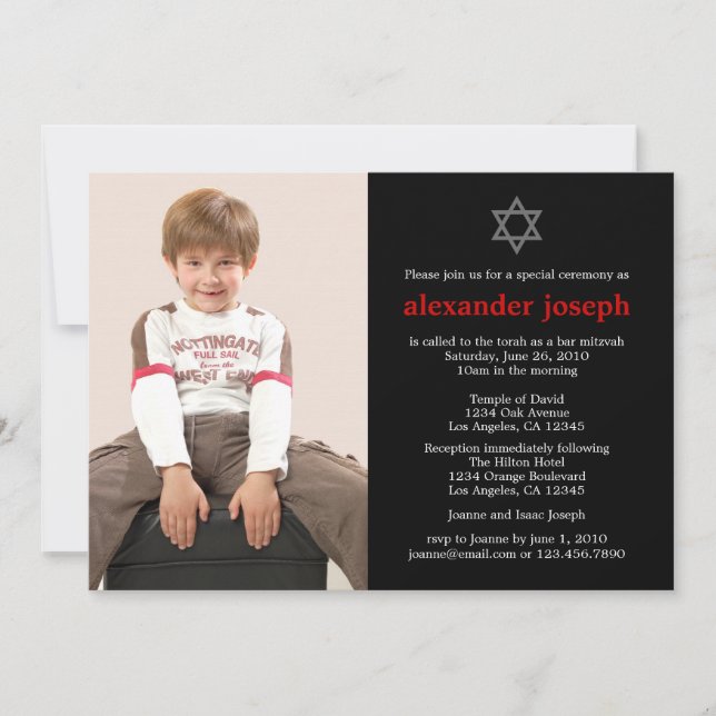 Starry Foto Bar Mitzvah Einladung (Vorderseite)