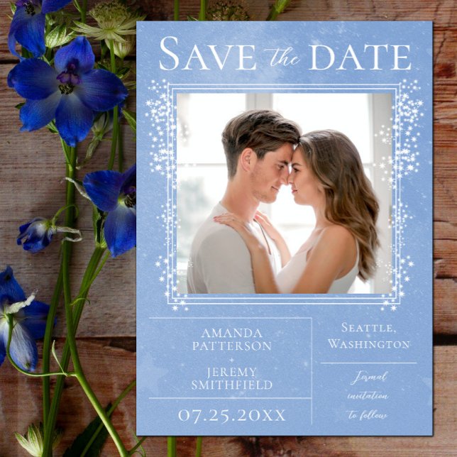Starry Foto | Blau Save the Date (Starry Photo Save the Date - Blue)
