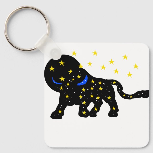 Starry Galaxy Bull Keychain – Modern Zodiac‑Style  Schlüsselanhänger (Vorderseite)