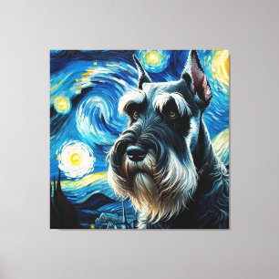 Starry Giant Schnauzer Dog Portrait - Pet Portrait Leinwanddruck