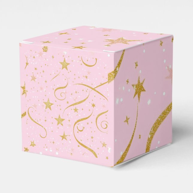 Starry Gift - Pink & Gold Star Cube Box Geschenkschachtel (Vorderseite)