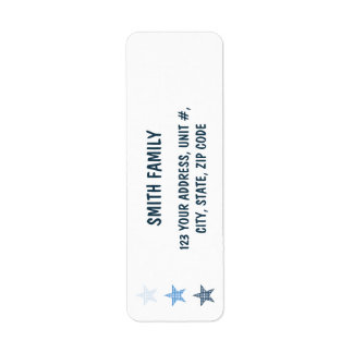 Starry Gingham Baby Boy Return Address Label