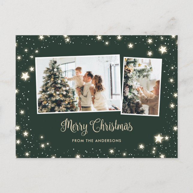 Starry Green Snow 3 Foto Frohe Weihnachten (Vorderseite)
