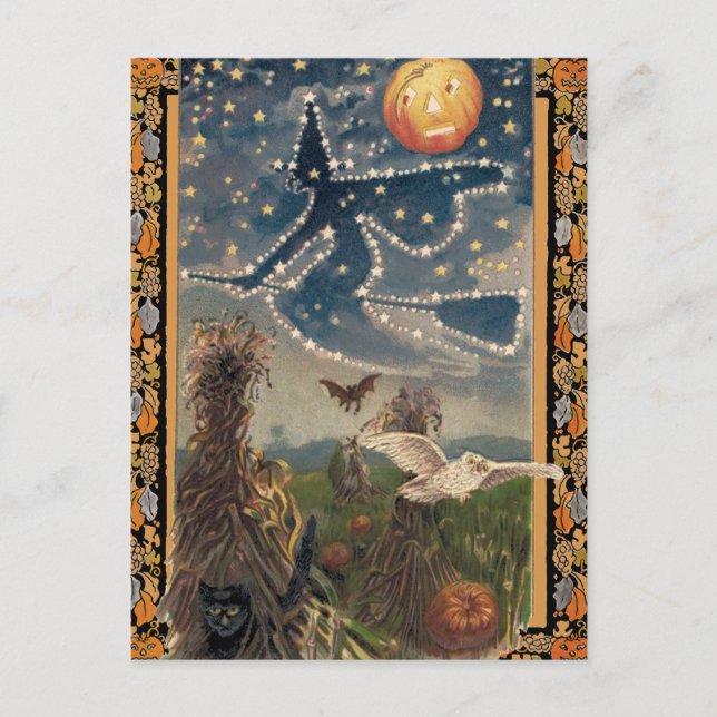 Starry Halloween Night Postcard Postkarte (Vorderseite)