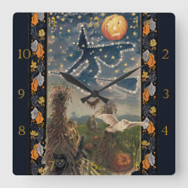 Starry Halloween Night Wall Clock Quadratische Wanduhr