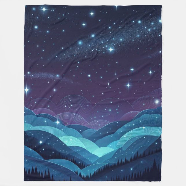 Starry Hills Night Fleecedecke (Vorderseite)