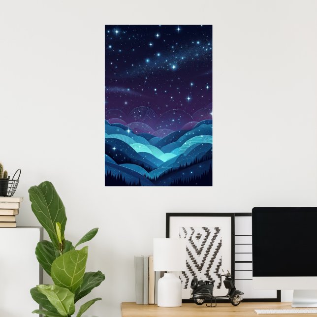 Starry Hills Night Poster (Heimbüro)