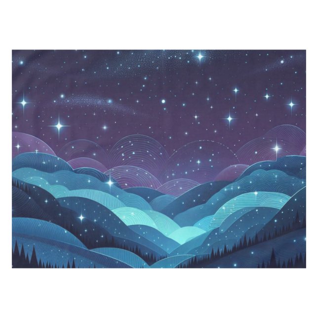 Starry Hills Night Tischdecke (Vorderseite (Horizontal))