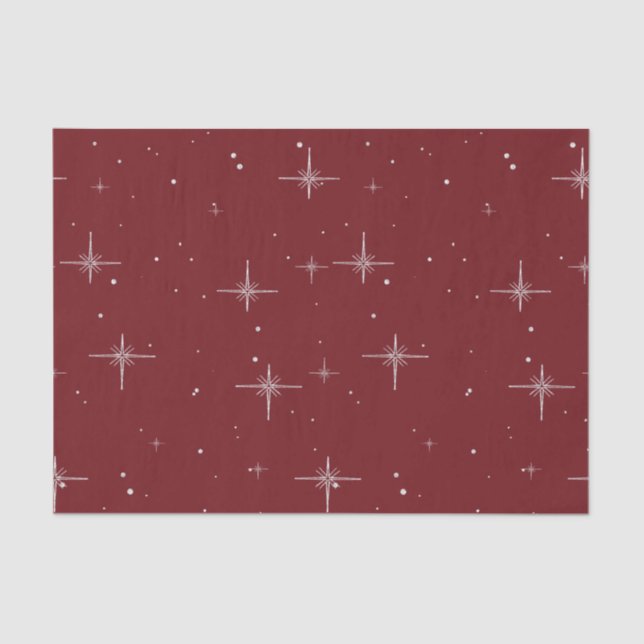 Starry Holiday Tissue - Rot mit Silver Star Seidenpapier (Vorderseite)