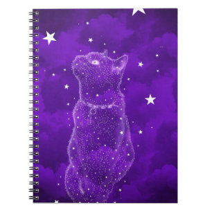 Starry Katzen-Notizbuch, lila Notizblock