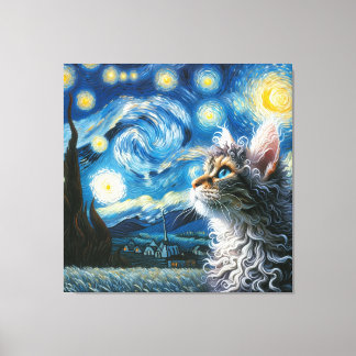 Starry Laperm Cat Portrait - Portrait für Haustier Leinwanddruck