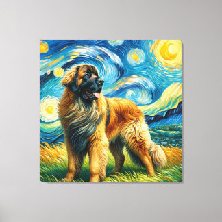 Starry Leonberger Dog Portrait - Haustier Portrait Leinwanddruck