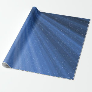 Starry Light Beams on Blue Geschenkpapier