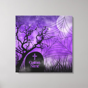 Starry Lila Goth Web Custom Wrapped Canvas Leinwanddruck
