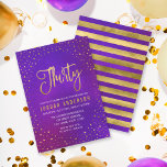 Starry Lila Watercolor 30. Geburtstagsfeier Einlad Einladung<br><div class="desc">Elegante 30. Geburtstagseinladung mit einer Sternengrenze und den Worten "Dreißig" in Imitaten Gold vor einem lila Aquarellhintergrund. Die Karte enthält eine gestreifte Rückseite. Karo andere passende Elemente hier https://www.zazzle.com/collections/elegant_starry_purple_watercolor_celebrations-119469232199993091?rf=238364477188679314 Personalisieren Sie sie, indem Sie den Platzhalter-Text ersetzen, um Ihre Informationen hinzuzufügen. Für weitere Optionen klicken Sie auf die Schaltfläche "Anpassen". *Bitte...</div>