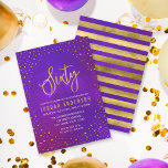 Starry Lila Watercolor 60. Geburtstag Einladung<br><div class="desc">Elegante 60. Geburtstagsfeier mit einer Sternengrenze und den Worten "Sixty" in Imitaten Gold vor einem lila Aquarellhintergrund. Die Karte enthält eine gestreifte Rückseite. Karo andere passende Elemente hier https://www.zazzle.com/collections/elegant_starry_purple_watercolor_celebrations-119469232199993091?rf=238364477188679314 Personalisieren Sie sie, indem Sie den Platzhalter-Text ersetzen, um Ihre Informationen hinzuzufügen. Für weitere Optionen klicken Sie auf die Schaltfläche "Anpassen". *Bitte...</div>