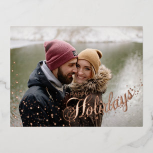 Starry Magical Happy Holidays Typografie 2 FOTO Folien Feiertagspostkarte