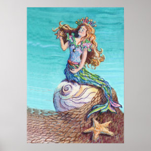 STARRY MERMAID von SHARON SHARPE Poster