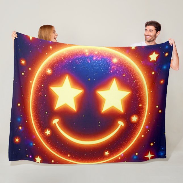 Starry-Mit Augen Glow Emoji Fleecedecke (Beispiel)