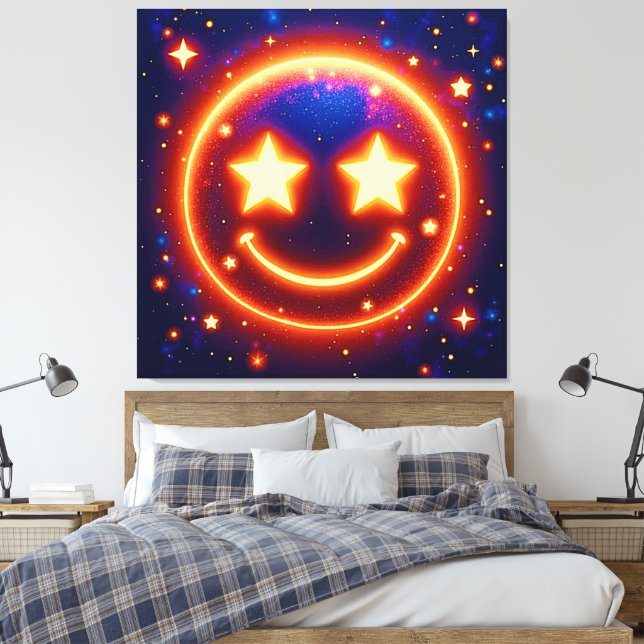 Starry-Mit Augen Glow Emoji Leinwanddruck (Insitu (Schlafzimmer))