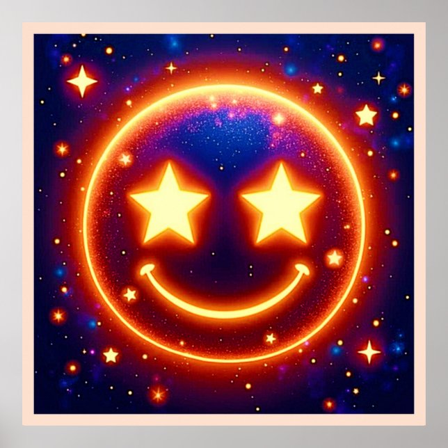 Starry-Mit Augen Glow Emoji Poster (Vorne)