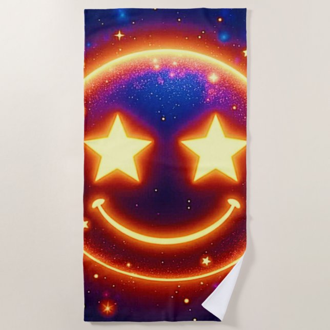 Starry-Mit Augen Glow Emoji Strandtuch (Vorderseite)