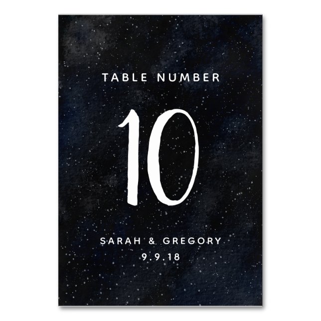 Starry Moonlit Night Wedding Table Card Tischnummer (Vorderseite)