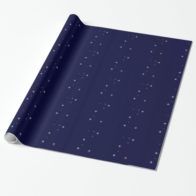 Starry Nachtblaues Mitternachtsfunkelnd Geschenkpapier (Ungerollt)