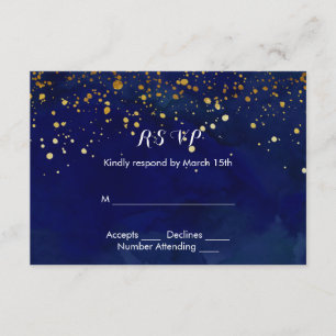Starry Nachtmarine-und Imitat-GoldGlitzer RSVP Karte