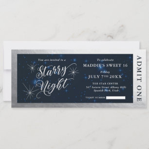 Starry Night 16 . Geburtstag Ticket Einladung