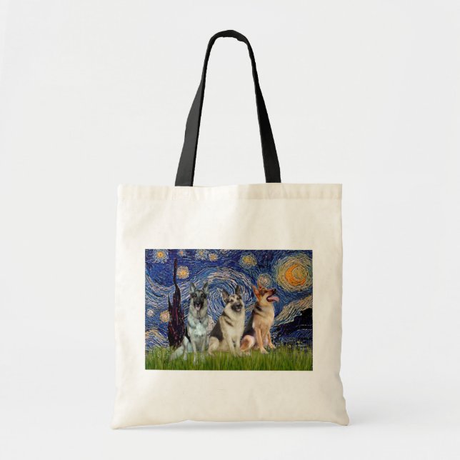 Starry Night - 3 deutsche Hirten Tragetasche (Vorne)