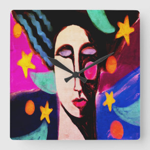 Starry Night Abstrakt Art Quadratische Wanduhr