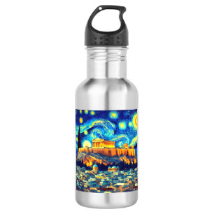Starry Night Acropolis Athen Griechenland Edelstahlflasche