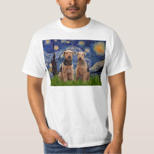Starry Night - Airedale Terriers (zwei) T-Shirt