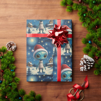 Starry Night Alien Niedlich Weihnachten Geschenkpapier
