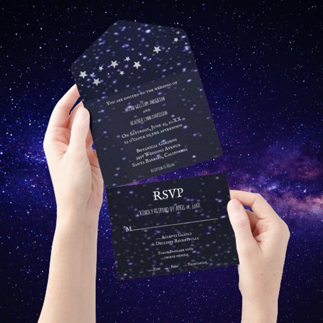 Starry Night All in One Wedite Einladung (Starry Night All in One Wedding Invite)