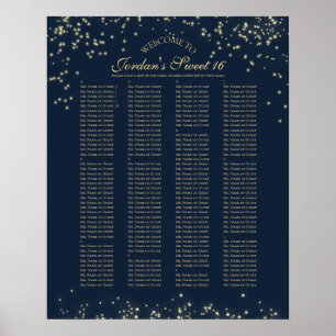 Starry Night Alphabetic Seekarte Poster