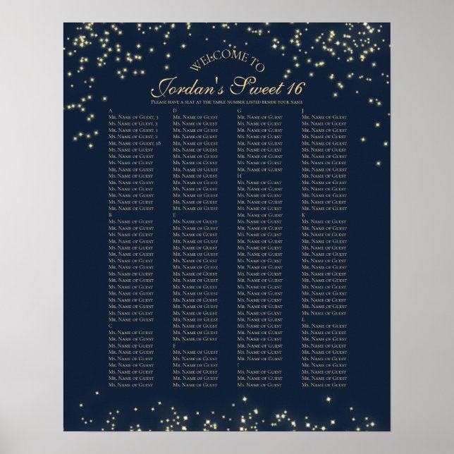 Starry Night Alphabetic Seekarte Poster (Vorne)