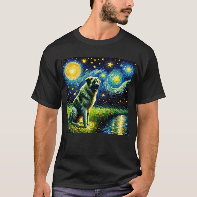 Starry Night Anatolian Shepherd Dog Van Gogh Lover T-Shirt (Vorderseite)