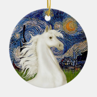 Starry Night - Arabian Horse (weiß) Keramikornament
