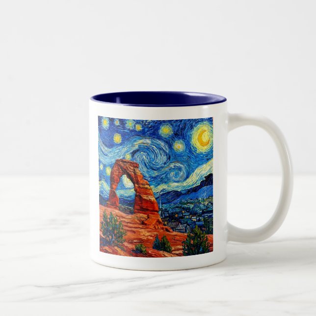 Starry Night Arches National Park Zweifarbige Tasse (Rechts)