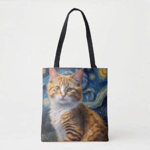 Starry Night Art mit Katze