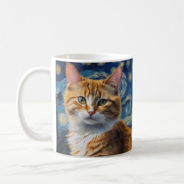 Starry Night Art mit Katze Kaffeetasse (Links)