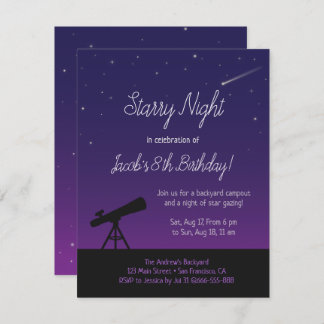 Starry Night Astronomie Kindergeburtstag Einladung