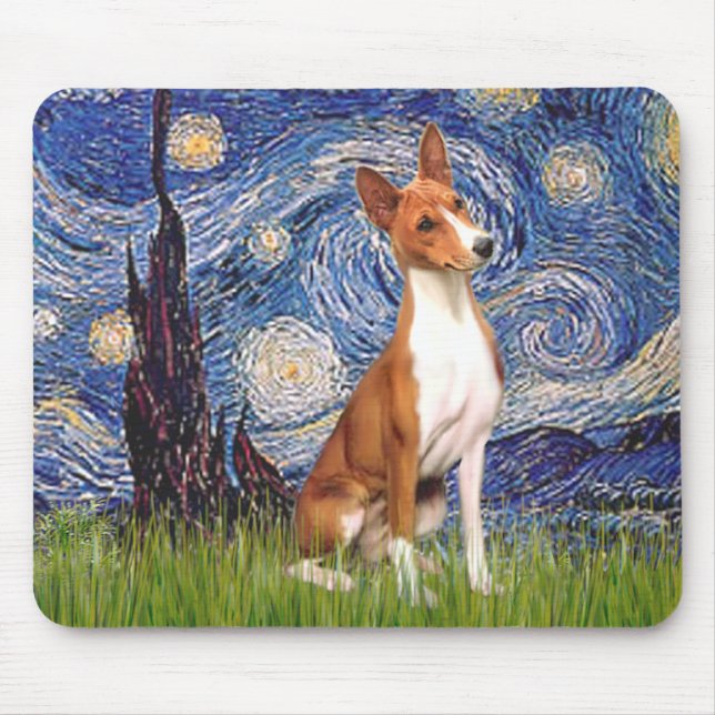 Starry Night - Basenji Mousepad (Vorne)